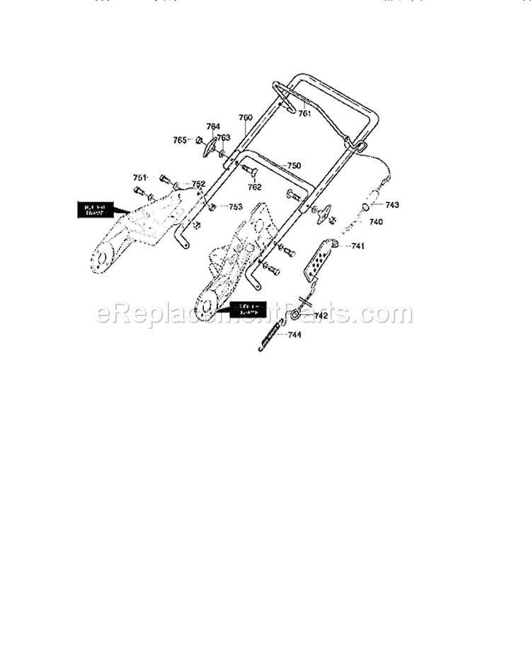 Handle Assembly Diagram and Parts List for 536884582  Craftsman Snow Blower