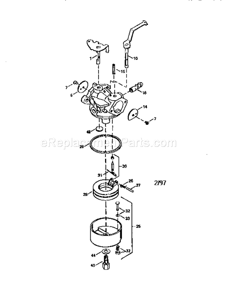 Carburetor 632642 (71/143... Diagram and Parts List for 536884670  Craftsman Snow Blower