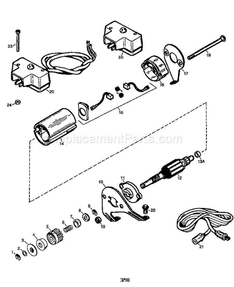 Starter Motor 590670 Diagram and Parts List for 536884670  Craftsman Snow Blower
