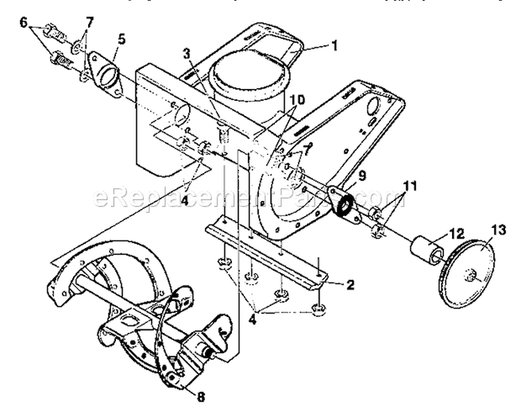 Auger Housing Diagram and Parts List for 536884670  Craftsman Snow Blower