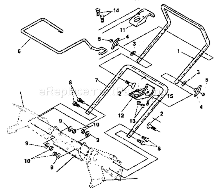 Handle Assembly Diagram and Parts List for 536884670  Craftsman Snow Blower