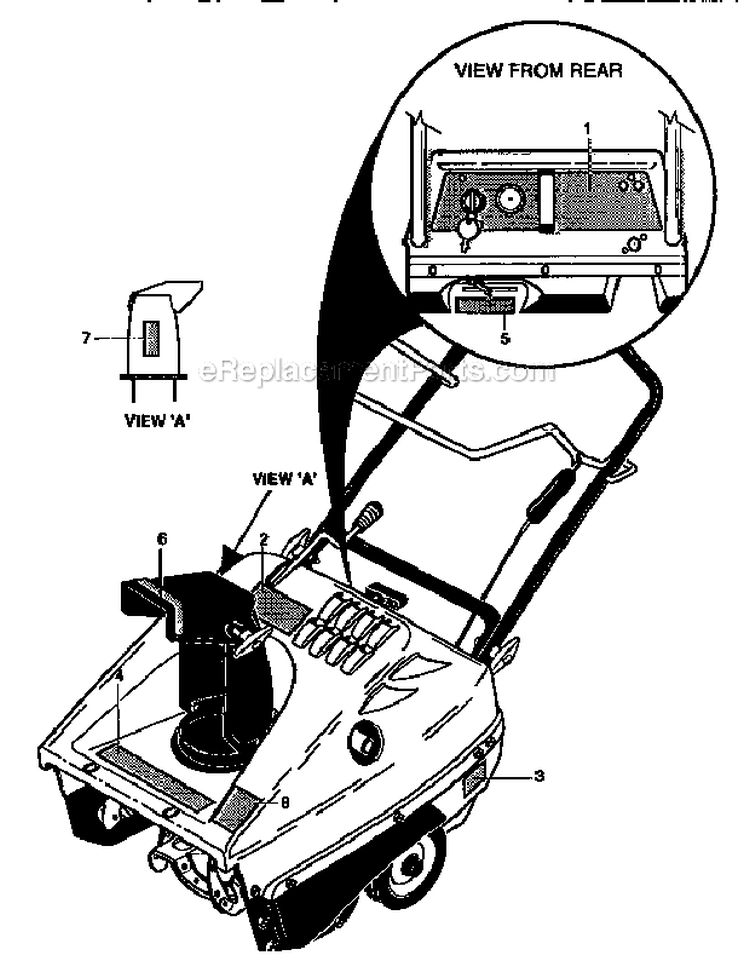 Decals Diagram and Parts List for 536884680  Craftsman Snow Blower