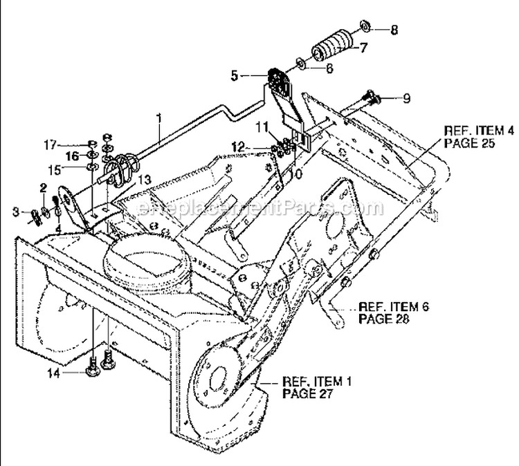 Chute_Control_Rod Diagram and Parts List for 536884680  Craftsman Snow Blower