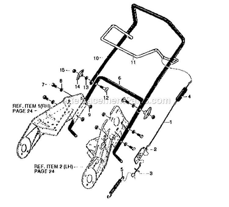 Handle_Assembly Diagram and Parts List for 536884680  Craftsman Snow Blower