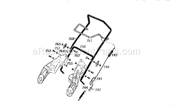 Handle Assembly Diagram and Parts List for 536884681  Craftsman Snow Blower