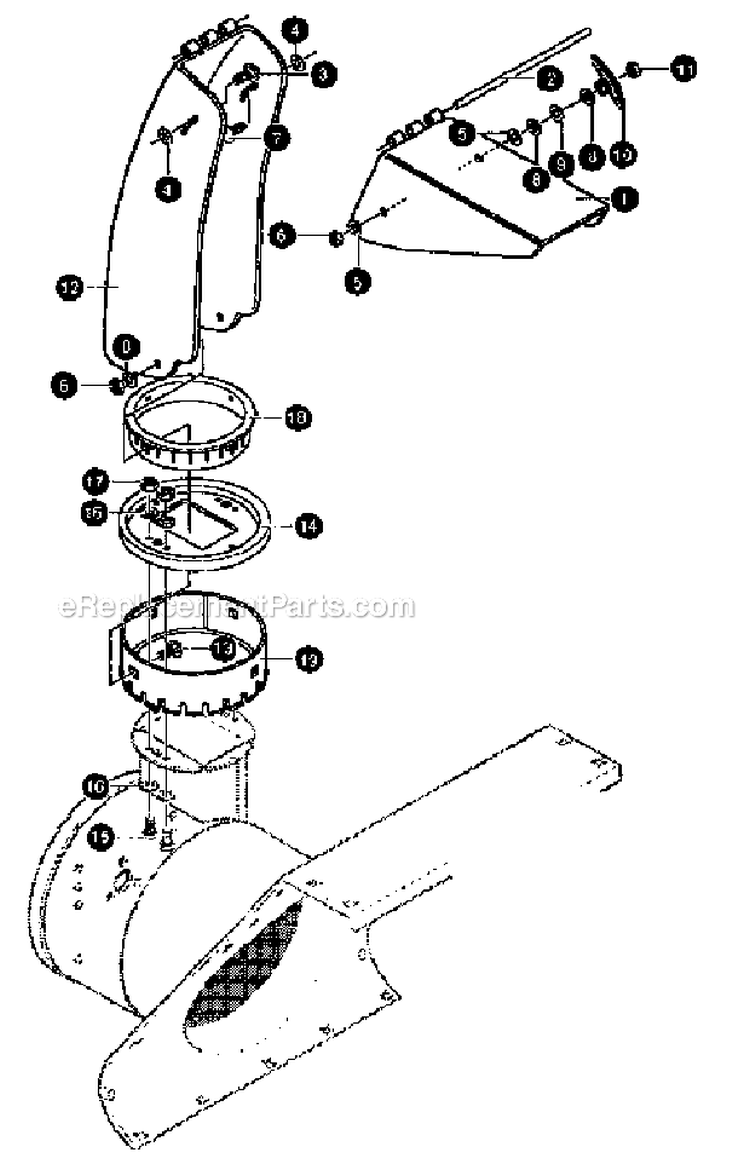 Chute Diagram and Parts List for 536884780  Craftsman Snow Blower