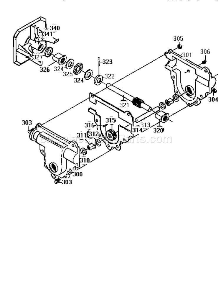 Gear Case Assembly Diagram and Parts List for 536884781  Craftsman Snow Blower
