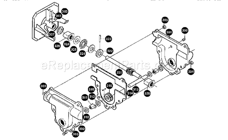 Gear Case Assembly Diagram and Parts List for 536884790  Craftsman Snow Blower