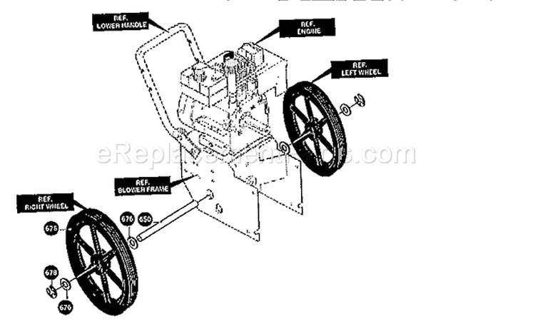 Wheels Assembly Diagram and Parts List for 536884790  Craftsman Snow Blower
