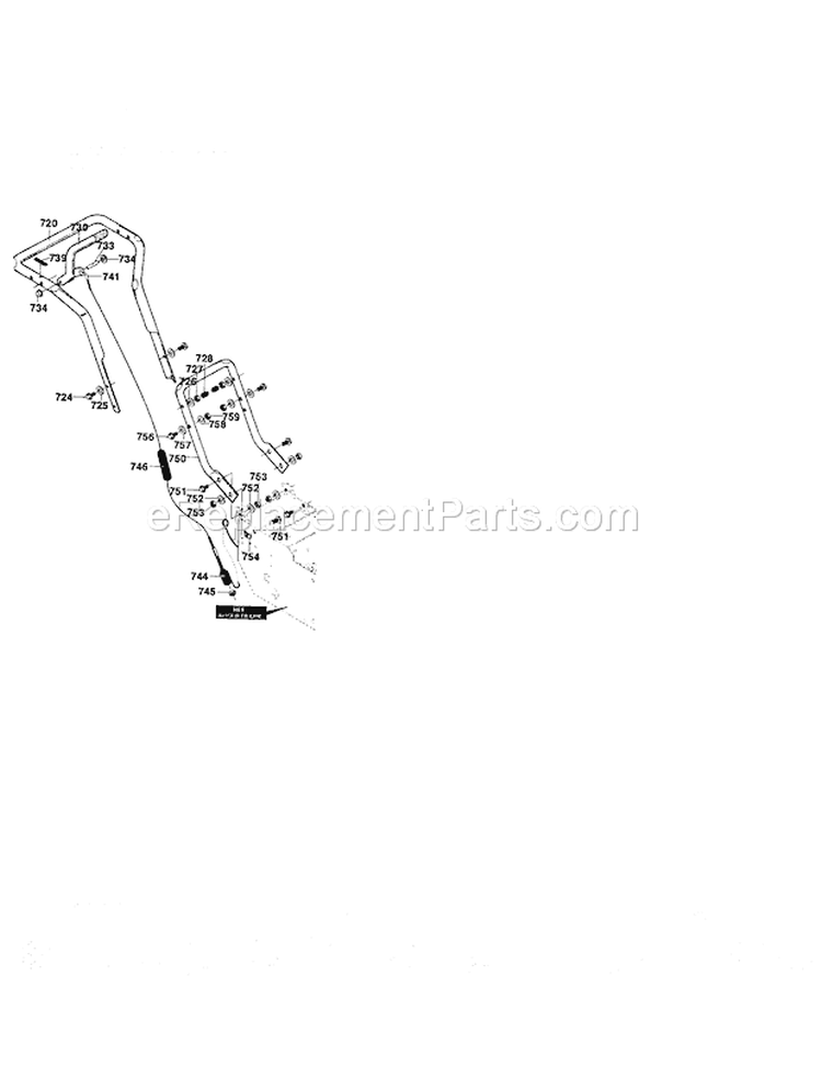 Handle Assembly Diagram and Parts List for 536884791  Craftsman Snow Blower