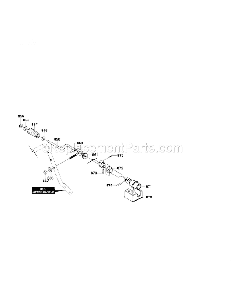 Chute Control Rod Assembly Diagram and Parts List for 536884791  Craftsman Snow Blower