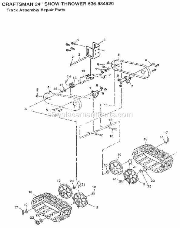 Page D Diagram and Parts List for 536884820  Craftsman Snow Blower