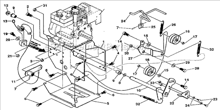 Frame_Components Diagram and Parts List for 536884821  Craftsman Snow Blower
