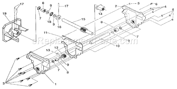 Gear Box Diagram and Parts List for 536884822  Craftsman Snow Blower