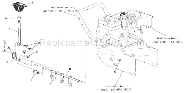 Shift Yoke Diagram and Parts List for 536884822  Craftsman Snow Blower
