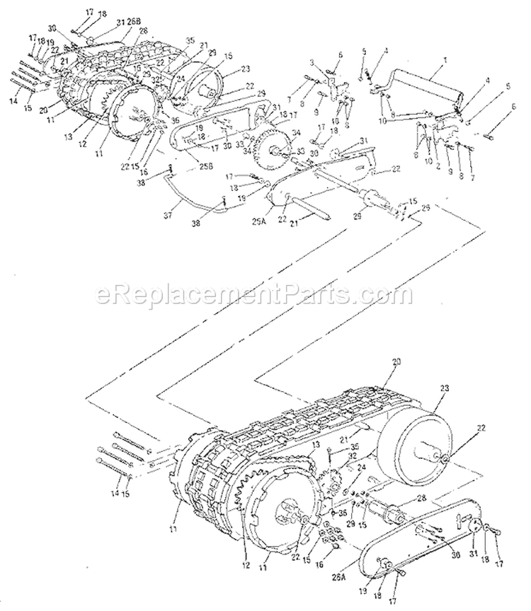 Track Assembly Diagram and Parts List for 536885000  Craftsman Snow Blower