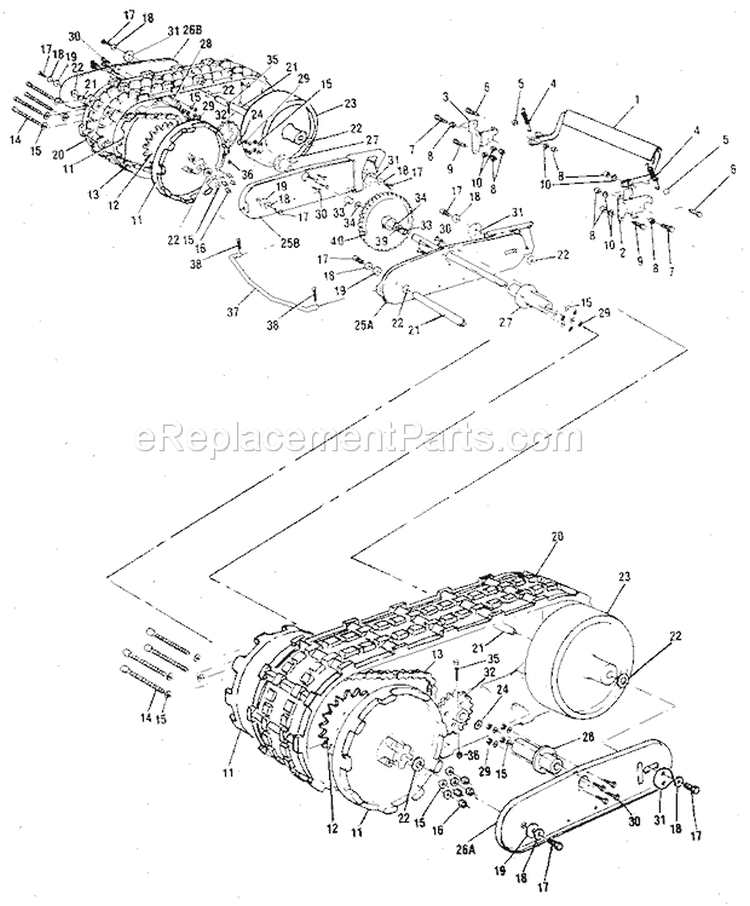Track Assembly Diagram and Parts List for 536885010  Craftsman Snow Blower