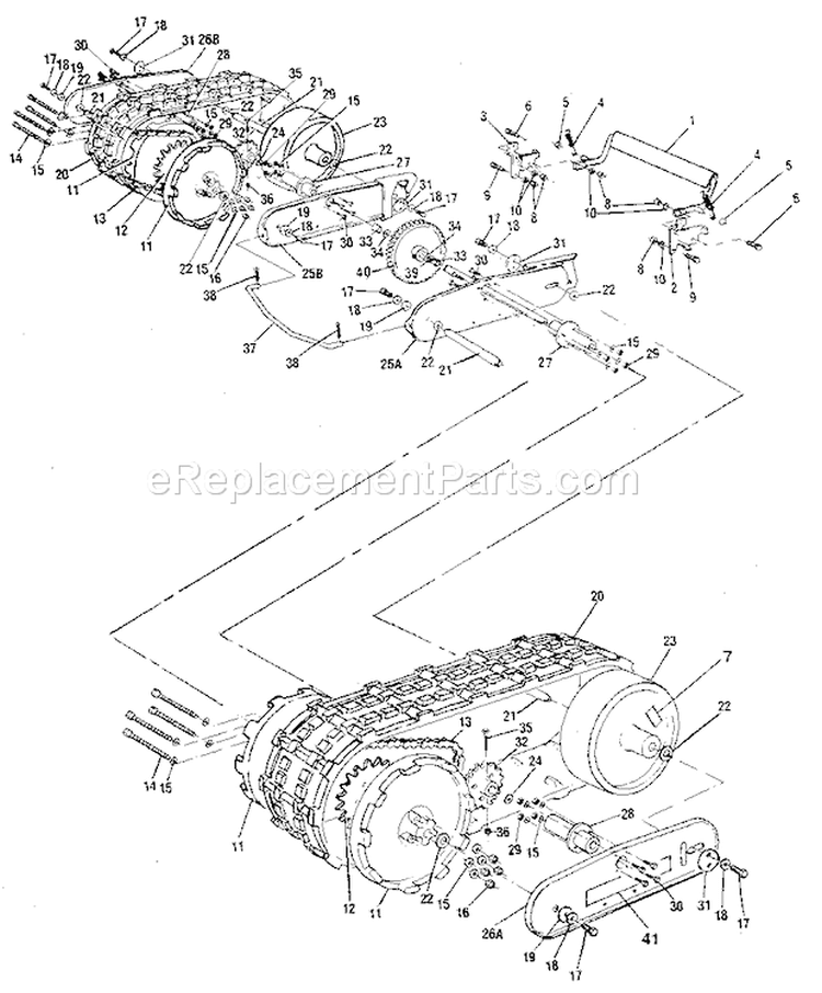 Track Assembly Diagram and Parts List for 536885020  Craftsman Snow Blower