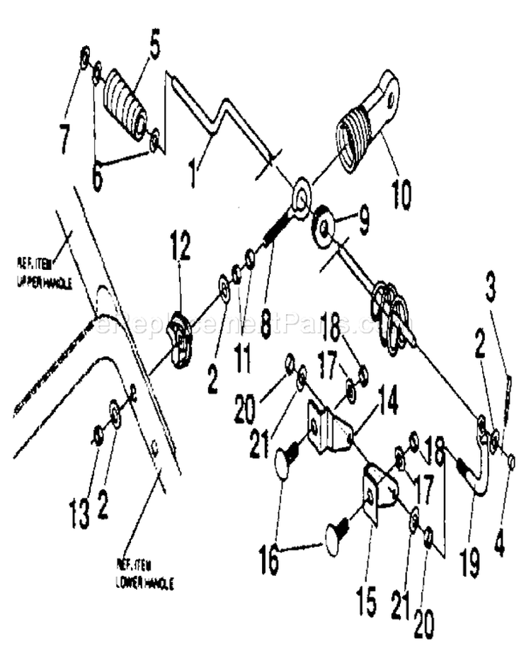 Chute Control Rod Diagram and Parts List for 536885030  Craftsman Snow Blower