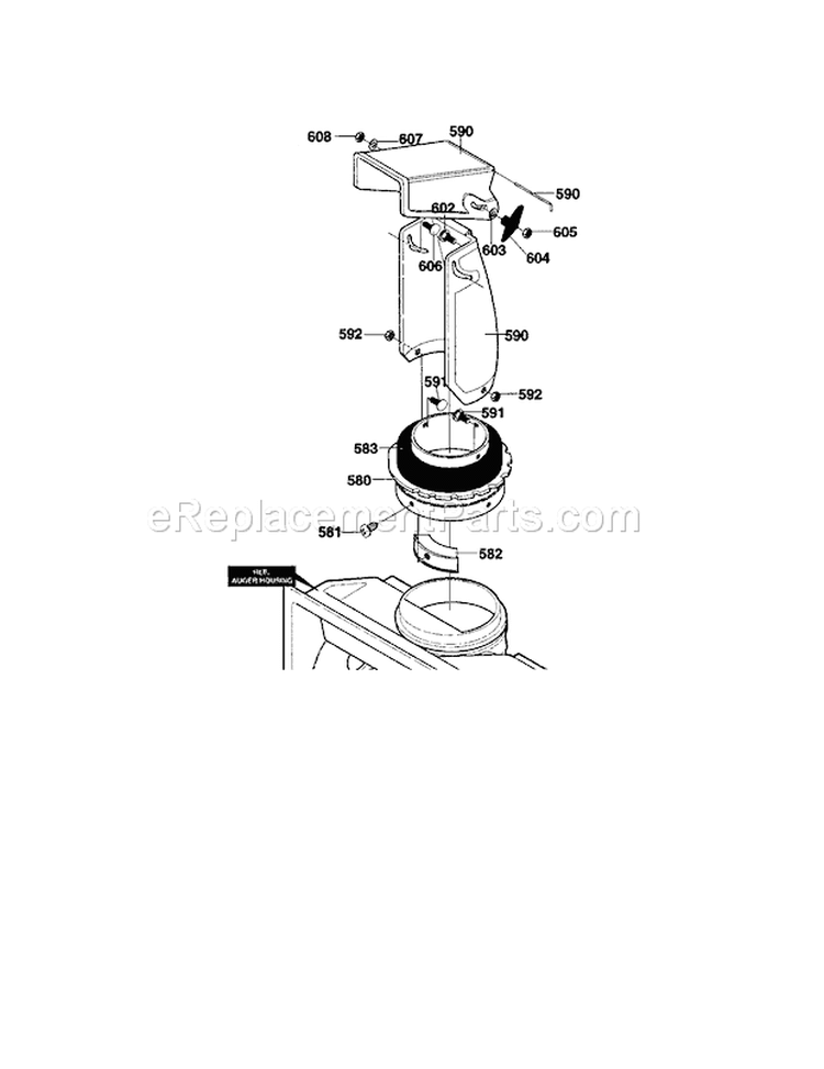 Discharge Chute Diagram and Parts List for 536885150  Craftsman Snow Blower