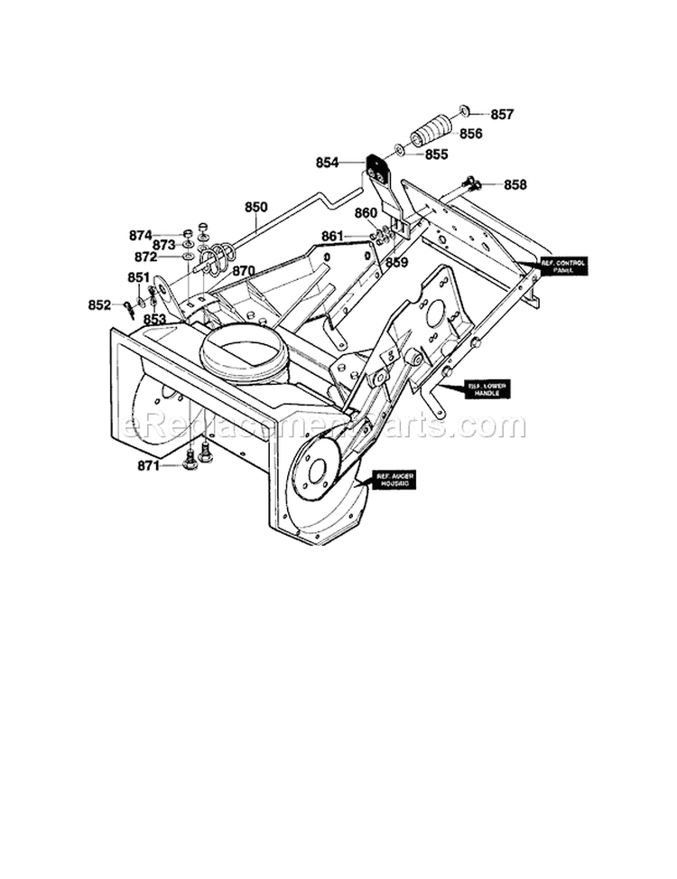 Chute Rod Assembly Diagram and Parts List for 536885150  Craftsman Snow Blower