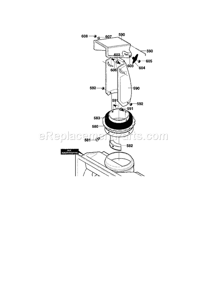 Discharge Chute Diagram and Parts List for 536885170  Craftsman Snow Blower