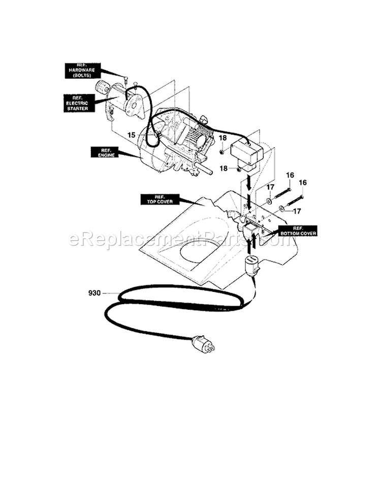 Electric Starter Diagram and Parts List for 536885170  Craftsman Snow Blower