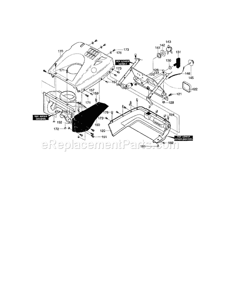 Top Cover Assembly Diagram and Parts List for 536885170  Craftsman Snow Blower