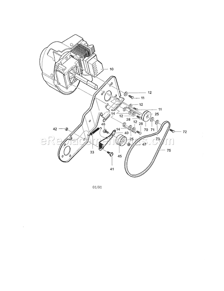 Engine Diagram and Parts List for 536885190  Craftsman Snow Blower