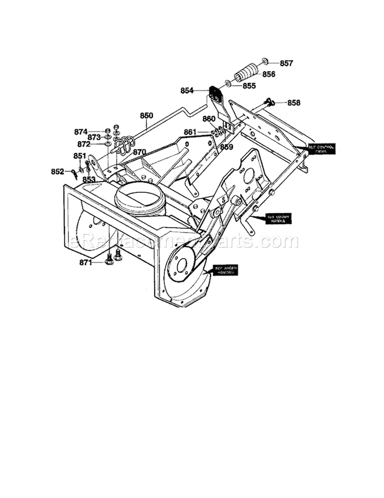 Chute Rod Diagram and Parts List for 536885190  Craftsman Snow Blower