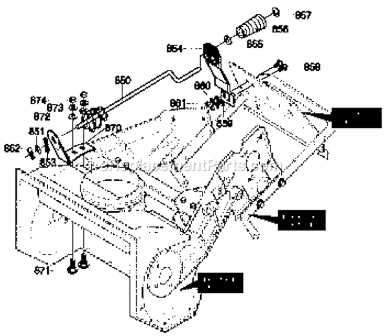 Chute Control Rod Assembly Diagram and Parts List for 536885210  Craftsman Snow Blower
