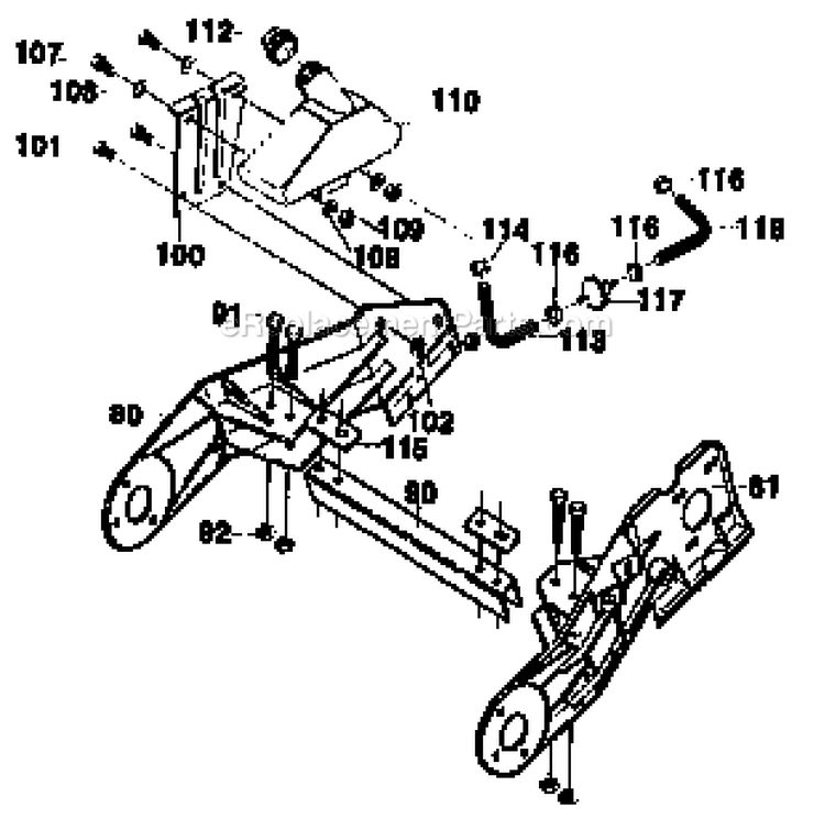Frame Assembly Diagram and Parts List for 536885210  Craftsman Snow Blower