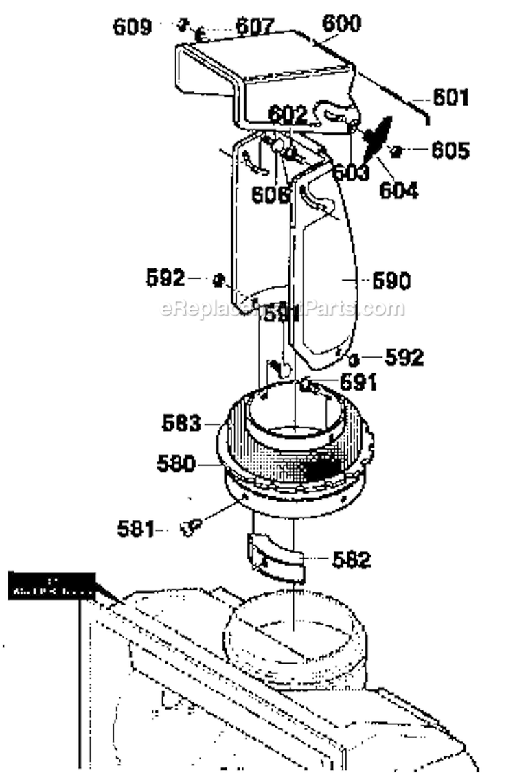 Discharge Chute Assembly Diagram and Parts List for 536885210  Craftsman Snow Blower