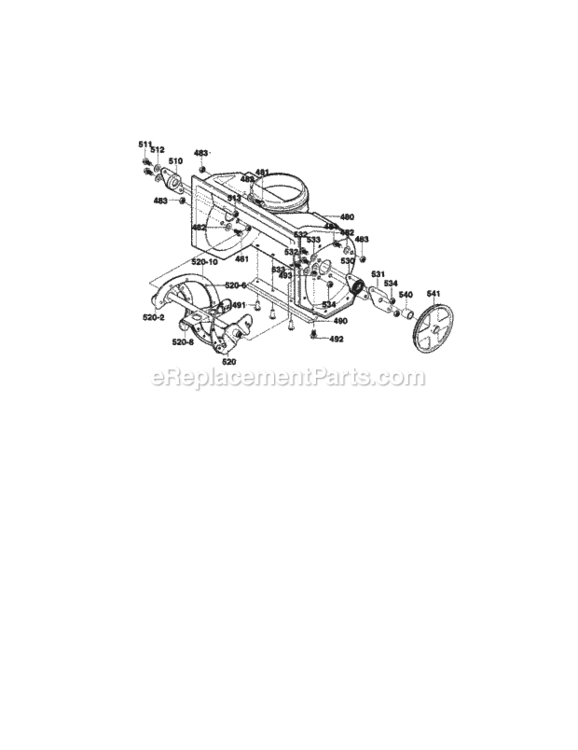 Page F Diagram and Parts List for 536885211  Craftsman Snow Blower