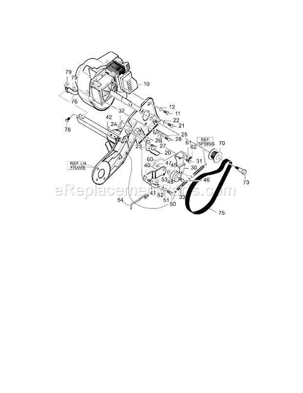 Engine_Drive_Assembly Diagram and Parts List for 536885212  Craftsman Snow Blower