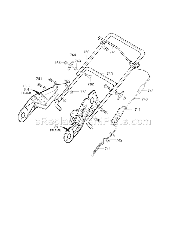 21" 5Hp Handle Diagram and Parts List for 536885213  Craftsman Snow Blower