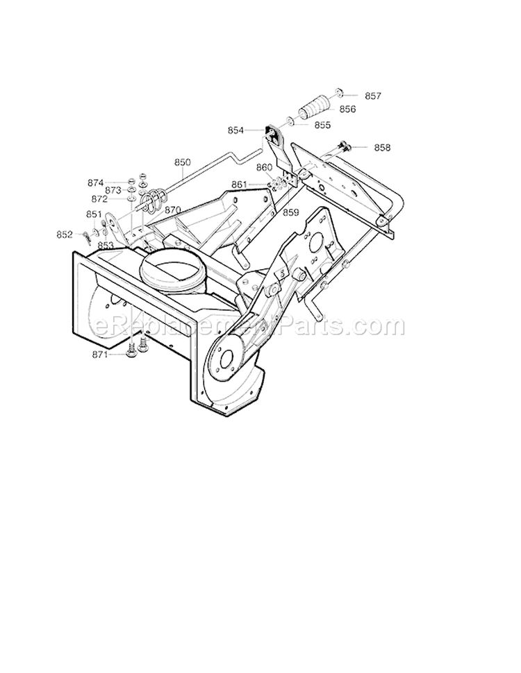 21" 5Hp Chute Rod Diagram and Parts List for 536885213  Craftsman Snow Blower