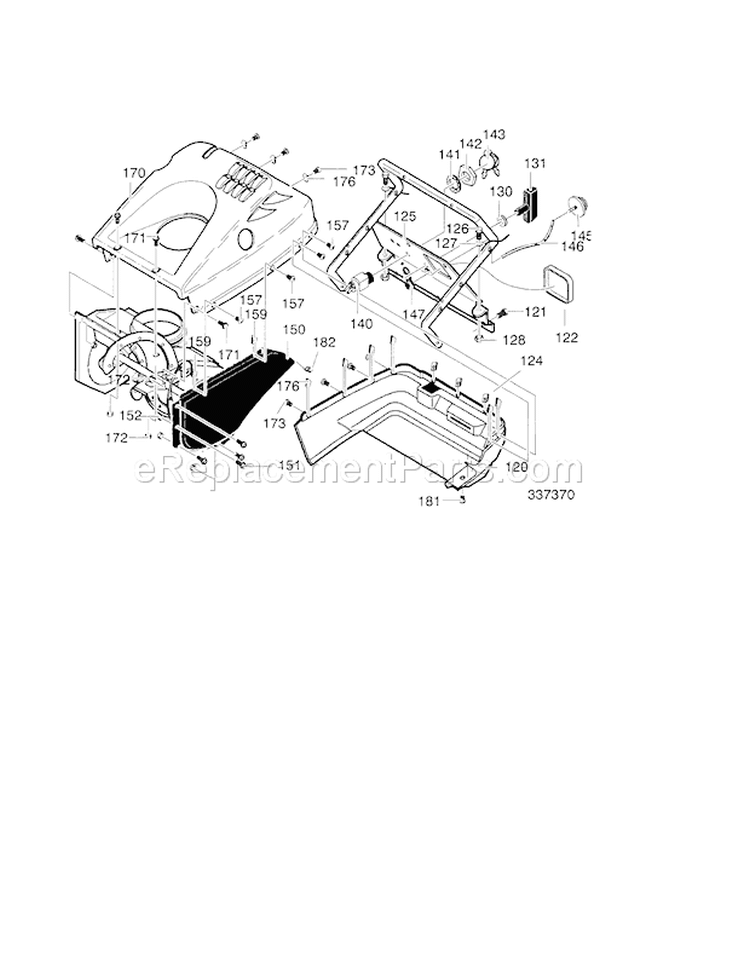 21" 5Hp Top Cover Diagram and Parts List for 536885213  Craftsman Snow Blower
