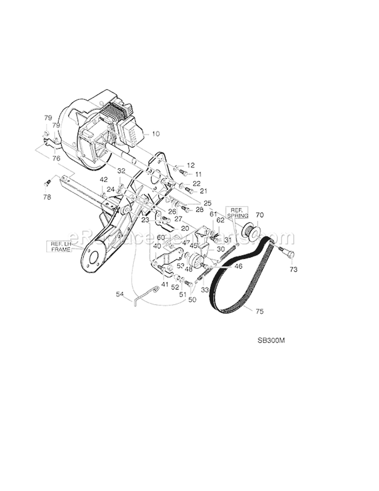 21" 5Hp Engine Drive Diagram and Parts List for 536885213  Craftsman Snow Blower