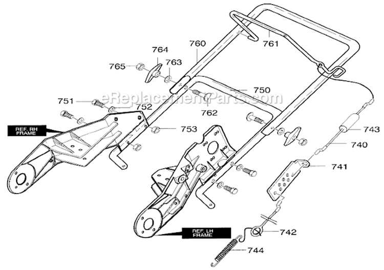 Handle Assembly Diagram and Parts List for 536885214  Craftsman Snow Blower