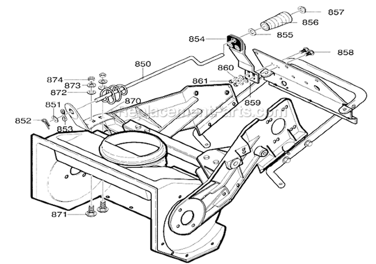 Chute Rod Assembly Diagram and Parts List for 536885214  Craftsman Snow Blower