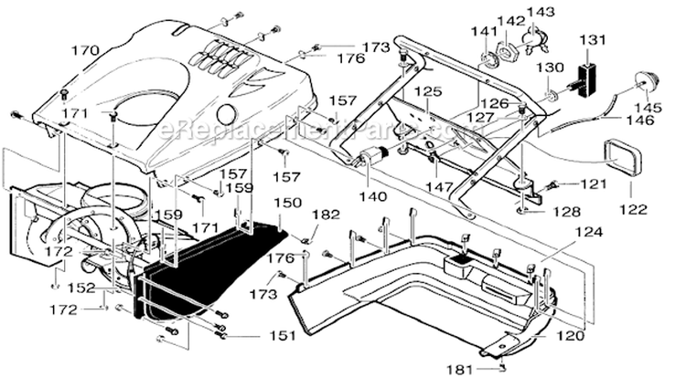 Top Cover Assembly Diagram and Parts List for 536885214  Craftsman Snow Blower