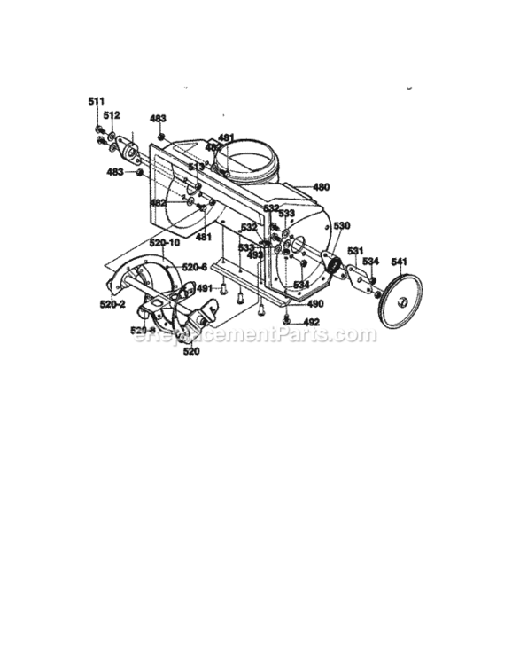 Page D Diagram and Parts List for 536885230  Craftsman Snow Blower