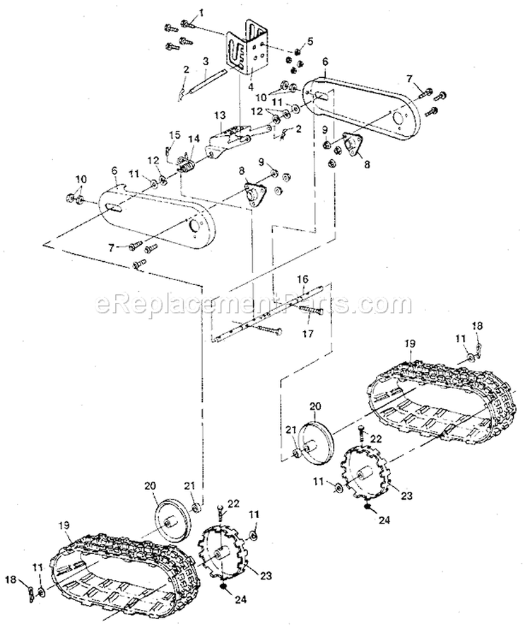 Track Assembly Diagram and Parts List for 536885400  Craftsman Snow Blower