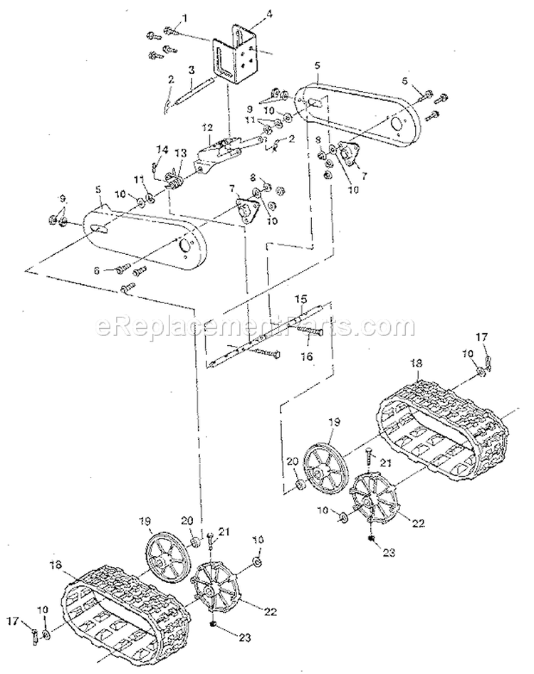 Track Assembly Diagram and Parts List for 536885410  Craftsman Snow Blower