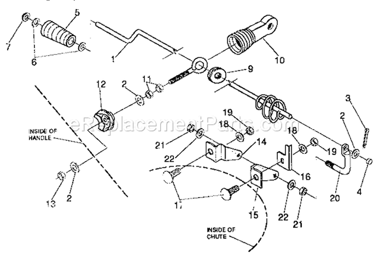 Chute Control Rod Diagram and Parts List for 536885470  Craftsman Snow Blower