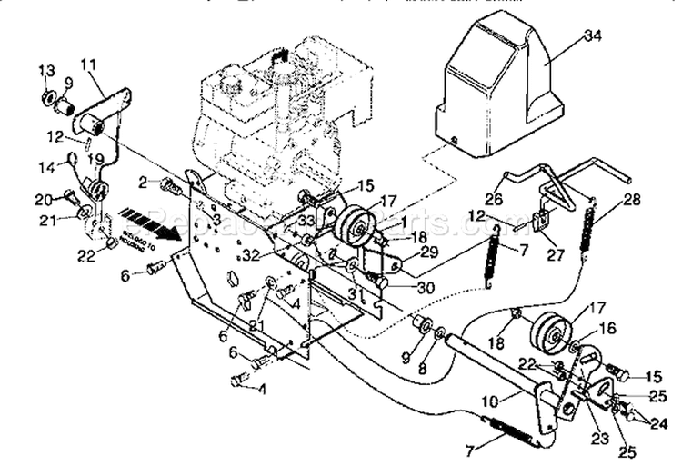 Frame Components Diagram and Parts List for 536885470  Craftsman Snow Blower