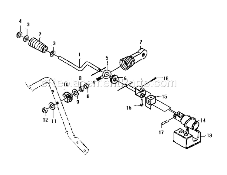 Chute Control Rod Diagram and Parts List for 536885472  Craftsman Snow Blower