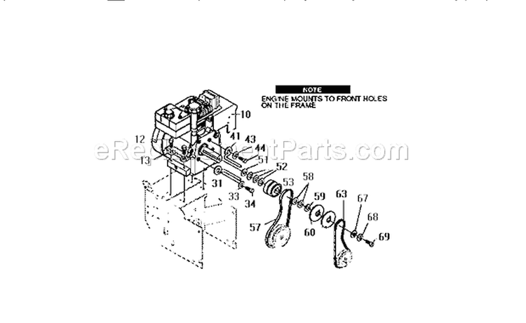 Engine Assembly Diagram and Parts List for 536885473  Craftsman Snow Blower
