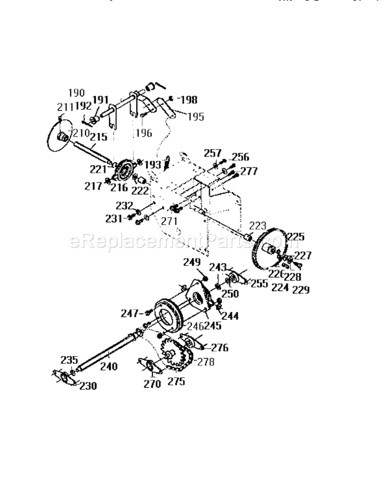 Drive Assembly Diagram and Parts List for 536885473  Craftsman Snow Blower